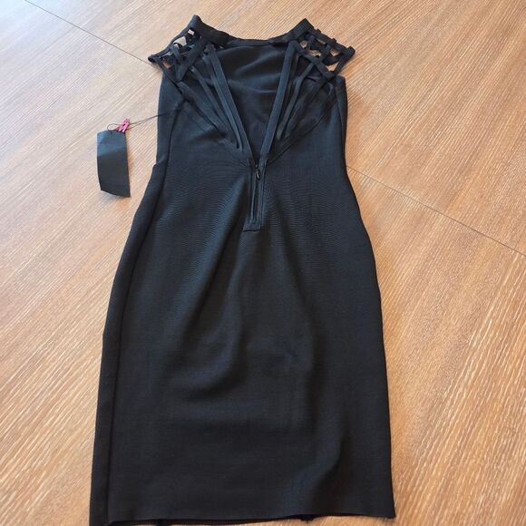 Wow Couture Black Bodycon Cutout Bandage Dress Size NWT Size Large - Picture 4 of 9